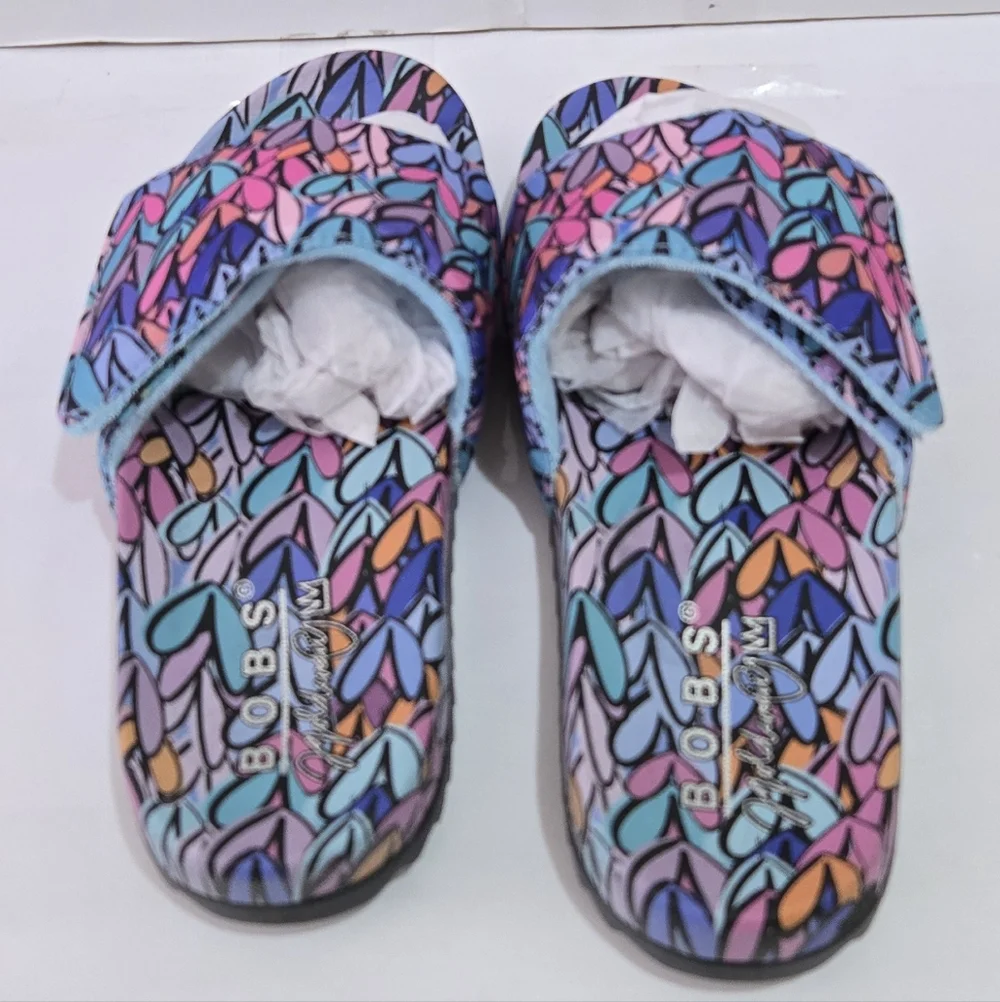Skechers‎ Women's BOBS JGoldcrown Love Slide Sandals Colorful Hearts